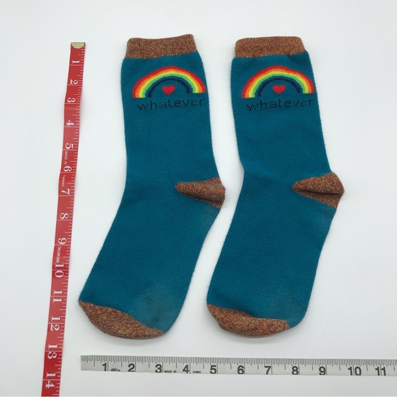 Blue Rainbow 'Whatever' Cute Pride Crew Socks Unisex One Size Comfy Novelty Sock - Picture 7 of 8